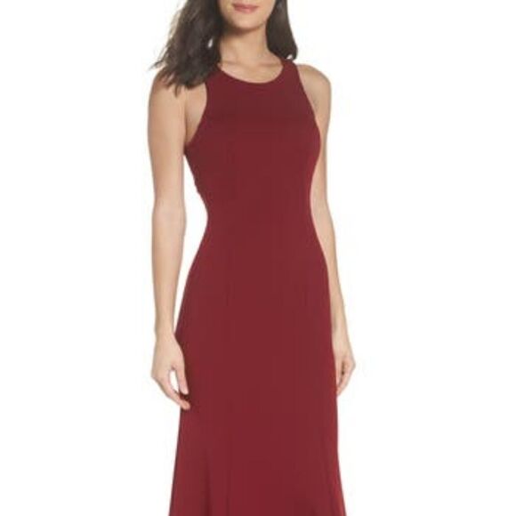 Women's Sequin Hearts Ruffle Back Scuba Gown, - Picture 2 of 5